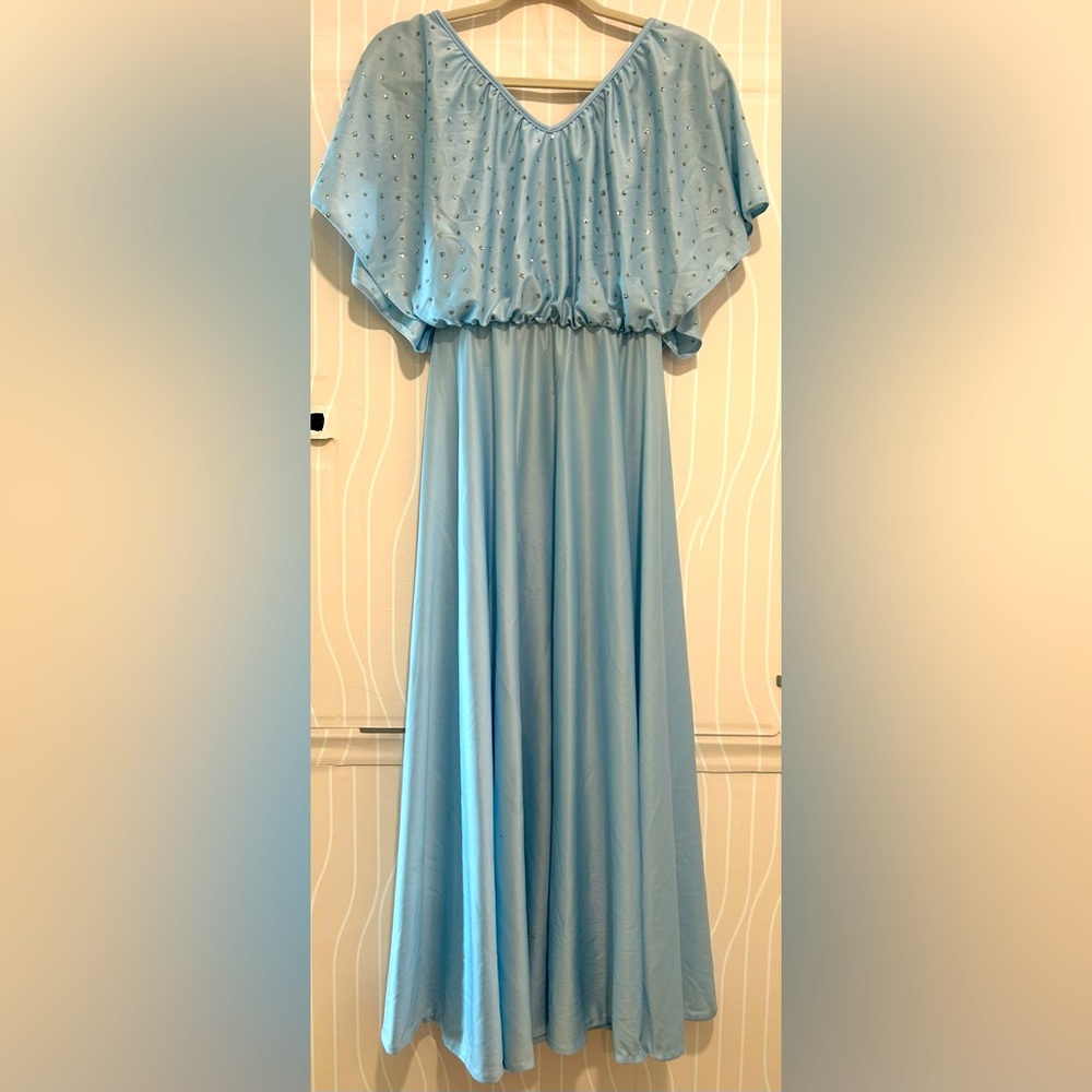 Vintage Baby Blue Satin Dress